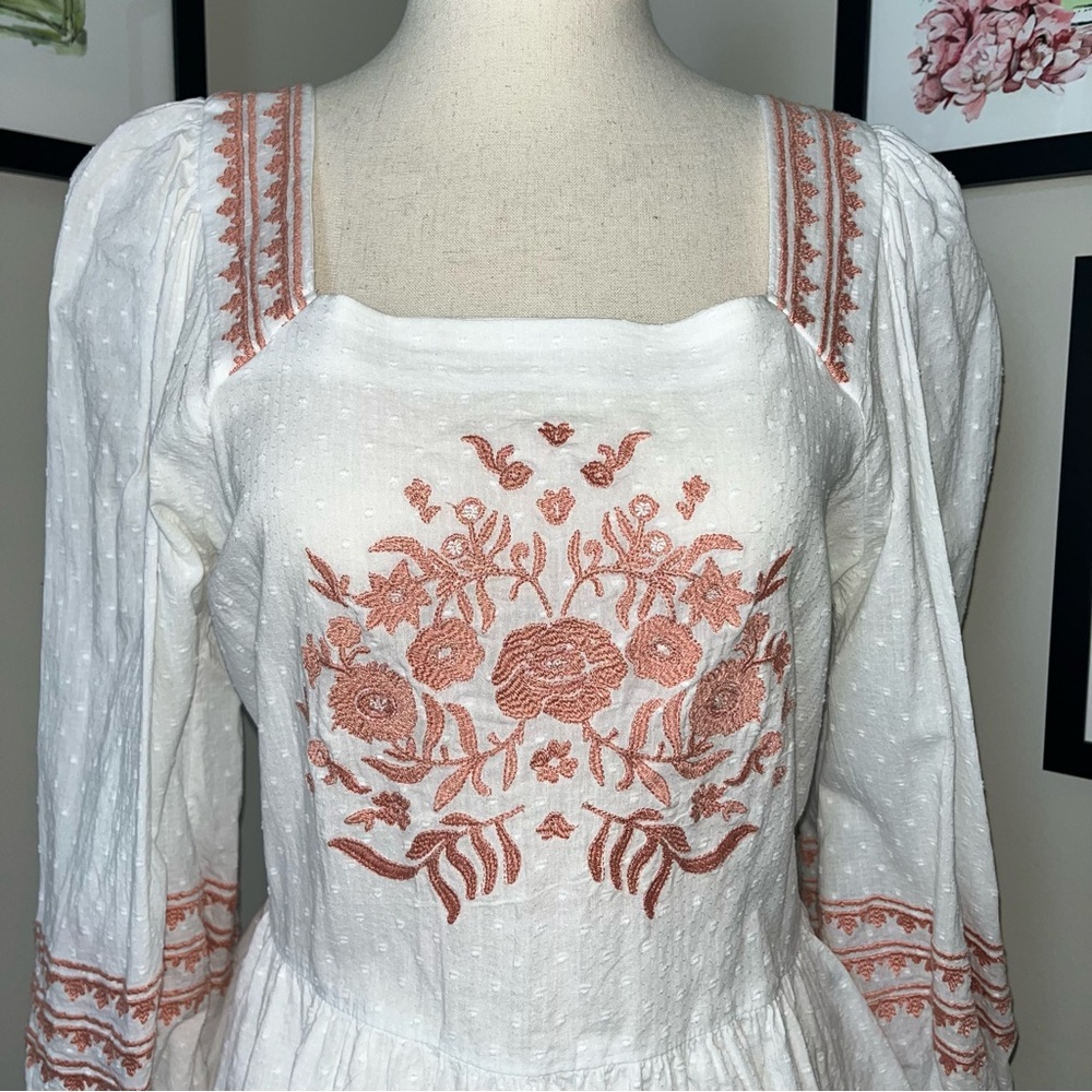 Universal Thread Embroidered Peplum Blouse | Coquette Cottagecore Romantic Top - Picture 5 of 13